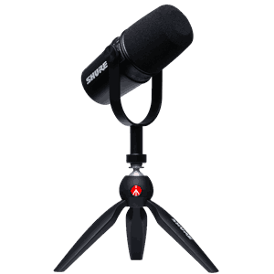 Shure MV7 XLR/USB Speech Microphone, Black + Stand